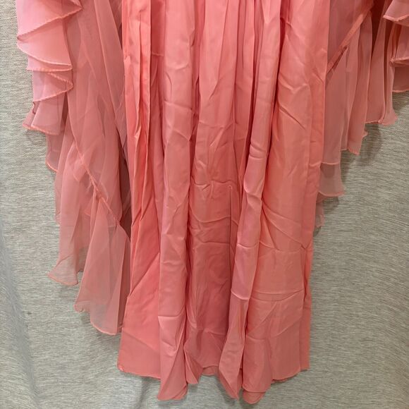 Vintage 1960s Jack Bryan Gown Peach Chiffon Belted Maxi Dress - size 10 - Picture 7 of 16